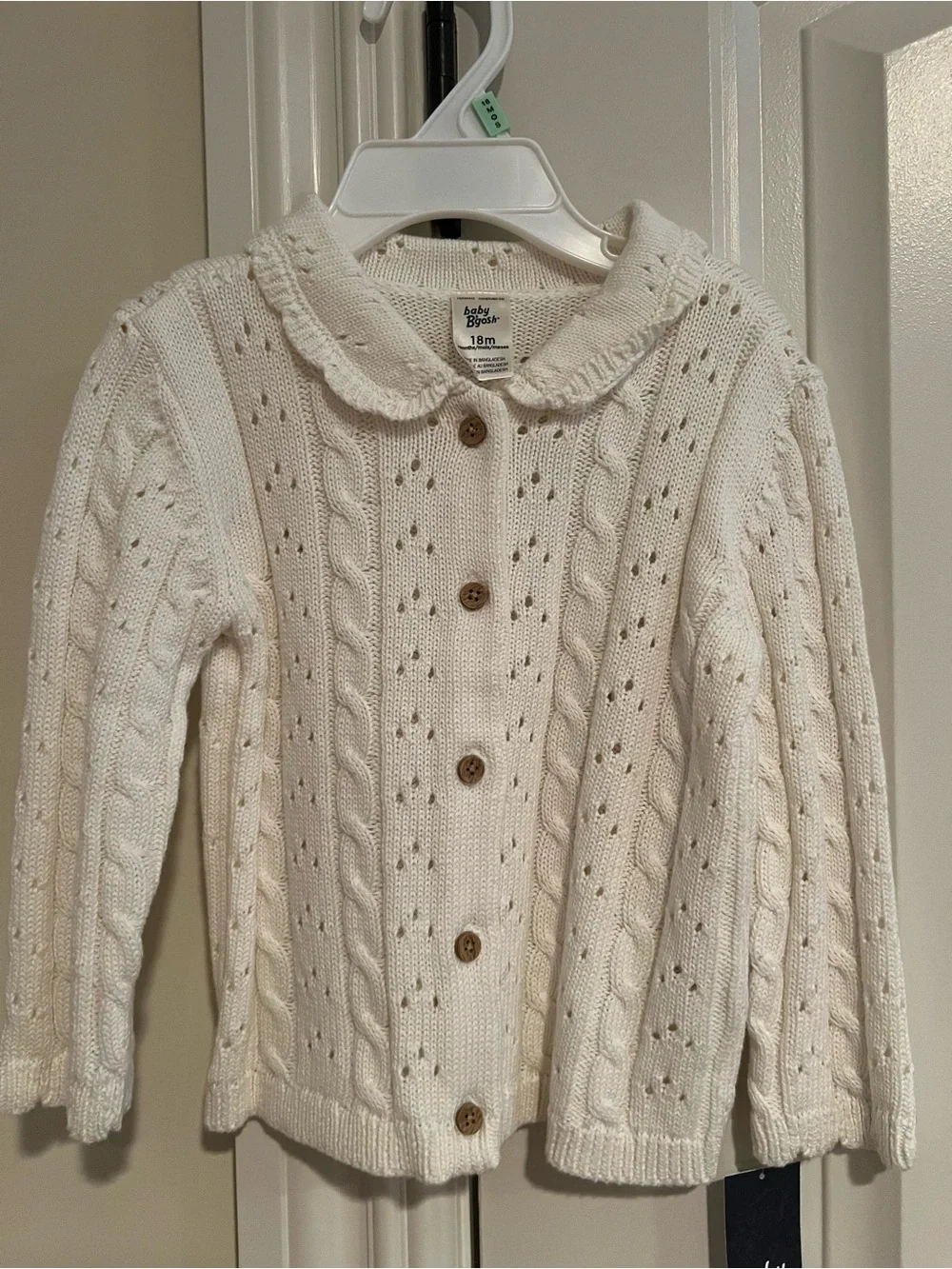 Baby B’Gosh Cream Cable-Knit Button Cardigan